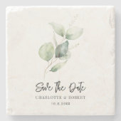 Eukalyptus-Wassermann Save the Date Steinuntersetzer (Vorderseite)