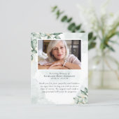 Eukalyptus Watercolor Beerdigung Danke für Ihr Geb (Stehend Vorderseite)