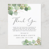 Eukalyptus Watercolor Beerdigung Danke Karte (Vorderseite)
