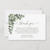 Eukalyptus Watercolor Beerdigung im liebenen Gedäc Dankeskarte (Vorderseite)