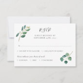 Eukalyptus Watercolor-Blätter Botanische Hochzeit RSVP Karte (Vorderseite)
