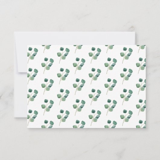 Eukalyptus Watercolor-Blätter Botanische Hochzeit RSVP Karte (Rückseite)