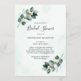 Eukalyptus Watercolor-Blätter Brautparty Einladung