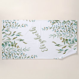 Eukalyptus Watercolor-Blätter  Strandtuch