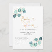 Eukalyptus Watercolor Botanical Baby Showdusche Einladung (Vorderseite)