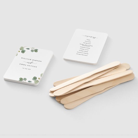 Eukalyptus Watercolor Botanisches Hochzeitsprogram Fächer (Non-assembled)