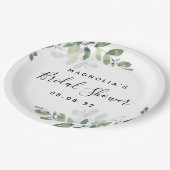 Eukalyptus Watercolor-Brautparty Pappteller (Schrägansicht)