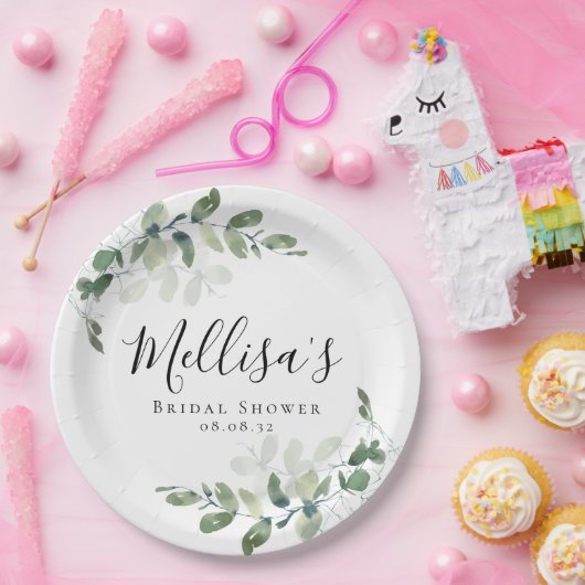 Eukalyptus Watercolor-Brautparty Pappteller (Party)