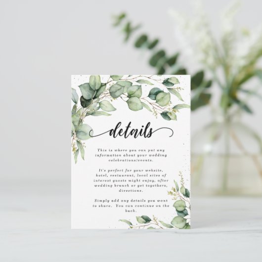 Eukalyptus Watercolor Details - Umschließungskarte Begleitkarte (Stehend Vorderseite)
