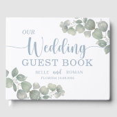 Eukalyptus Watercolor Dusty Blue Wedding Gästebuch (Vorderseite)