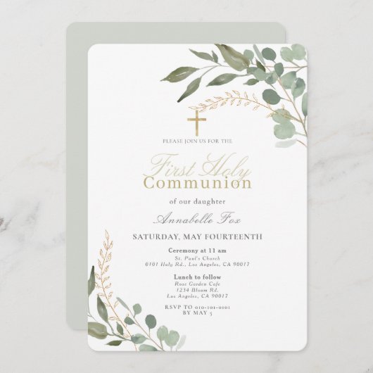 Eukalyptus Watercolor Einladung (Vorne/Hinten)