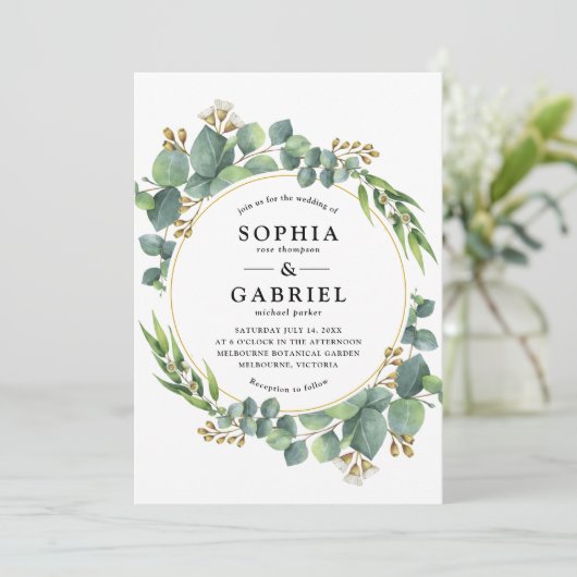 Eukalyptus Watercolor Einladung (Stehend Vorderseite)