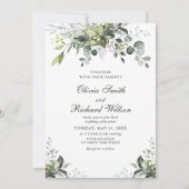 Eukalyptus Watercolor Einladung zur Hochzeit (Vorderseite)