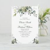 Eukalyptus Watercolor Einladung zur Hochzeit (Stehend Vorderseite)