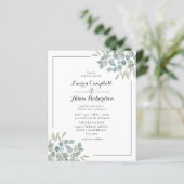 Eukalyptus Watercolor Einladung zur Hochzeit (Stehend Vorderseite)