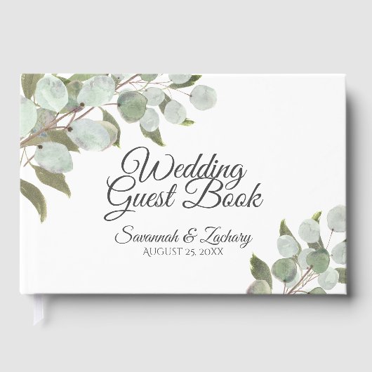 Eukalyptus Watercolor Elegant Boho Chic Wedding Gästebuch (Vorderseite)