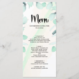 Eukalyptus Watercolor Elegante Weinkultur und Erde Menükarte