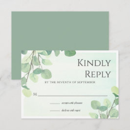 Eukalyptus Watercolor Floral Wedding RSVP Card Karte