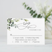 Eukalyptus Watercolor Floral Wedding RSVP Karte (Stehend Vorderseite)