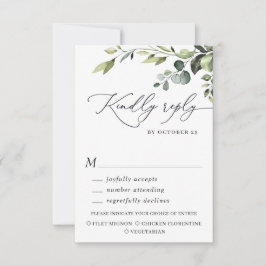Eukalyptus Watercolor Floral Wedding RSVP Karte