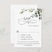 Eukalyptus Watercolor Floral Wedding RSVP Karte (Vorne/Hinten)