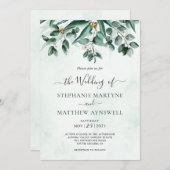 Eukalyptus Watercolor Foliage Wedding Einladung (Vorne/Hinten)