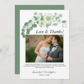 Eukalyptus Watercolor Foto Hochzeit Dankeschön-Kar Einladung (Vorne/Hinten)