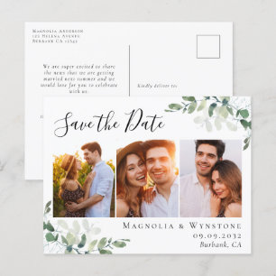 Eukalyptus Watercolor Foto Hochzeit Sichern Sie da Postkarte