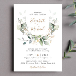 Eukalyptus Watercolor Foto QR Code Hochzeit Einladung