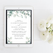 Eukalyptus Watercolor Foto QR Code Hochzeit Einladung