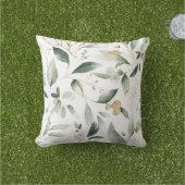 Eukalyptus Watercolor Gold-Blätter Außenpolster Kissen (Golfball-Marker)
