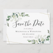 Eukalyptus Watercolor Gold Glitzer Wedding Save The Date (Vorderseite)