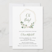 Eukalyptus Watercolor | Goldene Babydusche Einladung (Vorderseite)