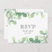 Eukalyptus Watercolor Greenerenerity Wedding RSVP Postkarte (Vorne/Hinten)