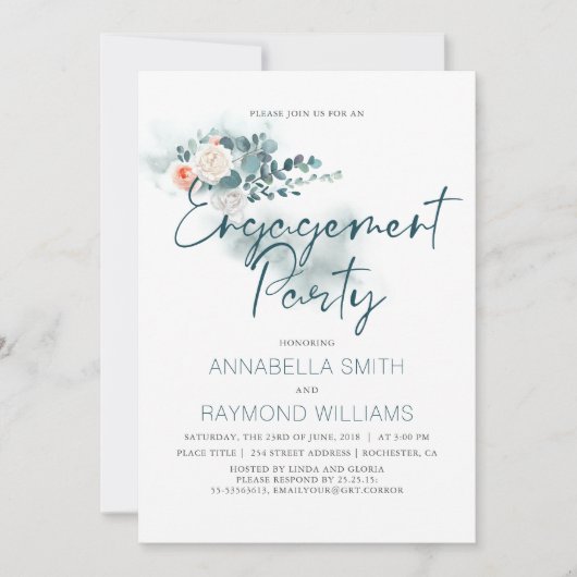 Eukalyptus | Watercolor Greenerity Engagement Part Einladung (Vorderseite)