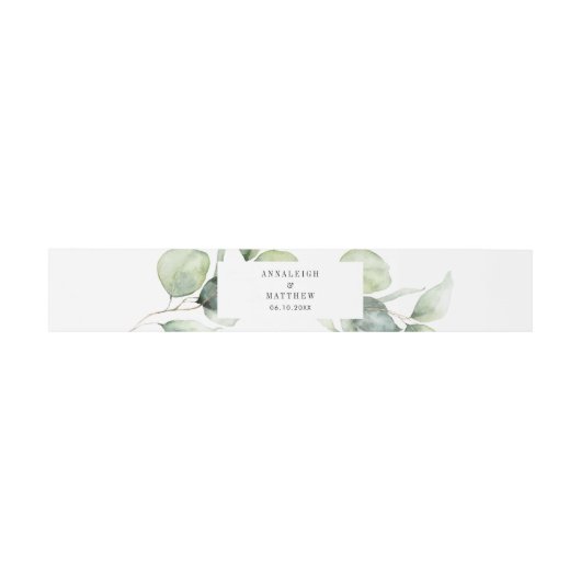 Eukalyptus Watercolor Greenerity Wedding Einladungsbanderole (Flach)