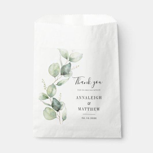 Eukalyptus Watercolor Greenerity Wedding Geschenktütchen (Vorderseite)