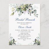 Eukalyptus Watercolor Greenery Bridal Brunch Invit Postkarte (Vorderseite)