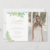 Eukalyptus Watercolor Grüne Foto Abschluss Ankündigung (Vorderseite)