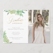 Eukalyptus Watercolor Grüne Foto Abschluss Ankündigung (Vorderseite)