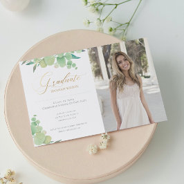 Eukalyptus Watercolor Grüne Foto Abschluss Ankündigung