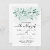 Eukalyptus Watercolor Grüne Weinkultur und Erde El Einladung (Vorne/Hinten)