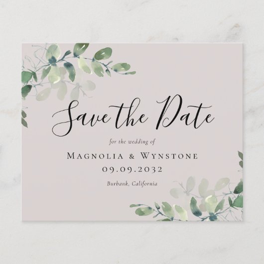 Eukalyptus Watercolor-Hochzeit im Haushalt speiche (Vorderseite)