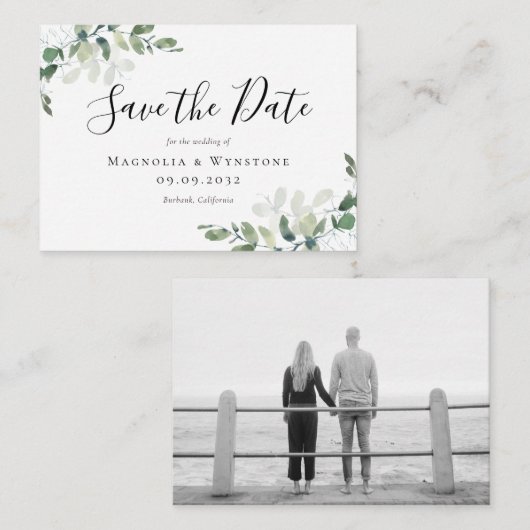 Eukalyptus Watercolor-Hochzeit im Haushalt speiche Mitteilungskarte (Vorne/Hinten)