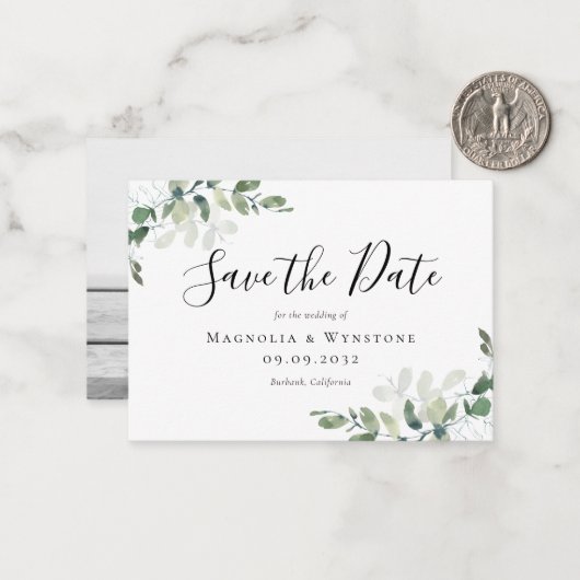 Eukalyptus Watercolor-Hochzeit im Haushalt speiche Mitteilungskarte (Vorderseite/Rückseite Beispiel)