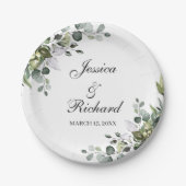 Eukalyptus Watercolor Hochzeitspapier-Teller Pappteller (Vorderseite)