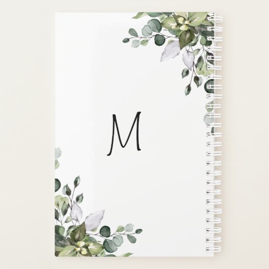 Eukalyptus Watercolor Hochzeitsplaner Planer (Rückseite)