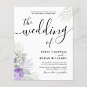 Eukalyptus Watercolor Lila Hochzeit (Vorderseite)