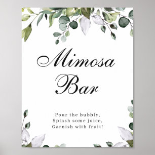 Eukalyptus Watercolor Mimosa Bar Poster-Zeichen Poster