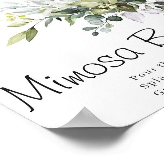 Eukalyptus Watercolor Mimosa Bar Poster-Zeichen Poster (Ecke)